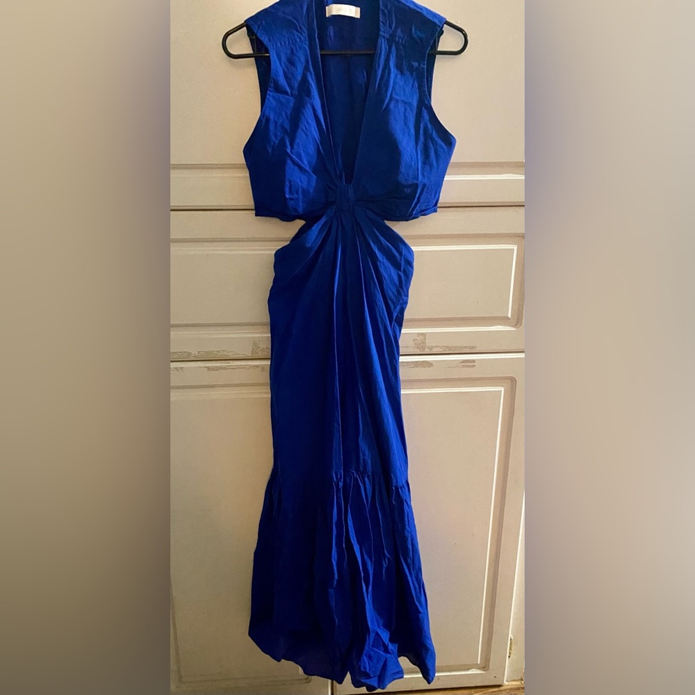 Chic Blue Sleeveless Maxi Dress
